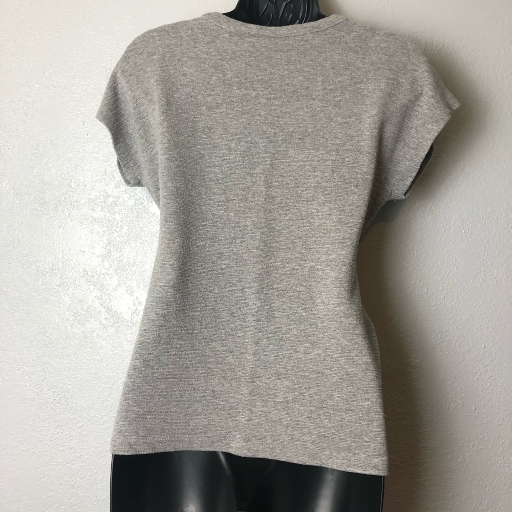 TAHARI sweater shirt grey knot tie shirt sleeve XS - Picture 4 of 14